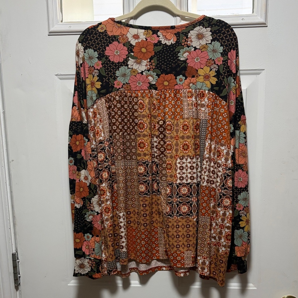 Patchwork Floral Blouse - Multicolor - image 6
